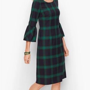 Talbots Green and Black Plaid Long Sleeve Dress